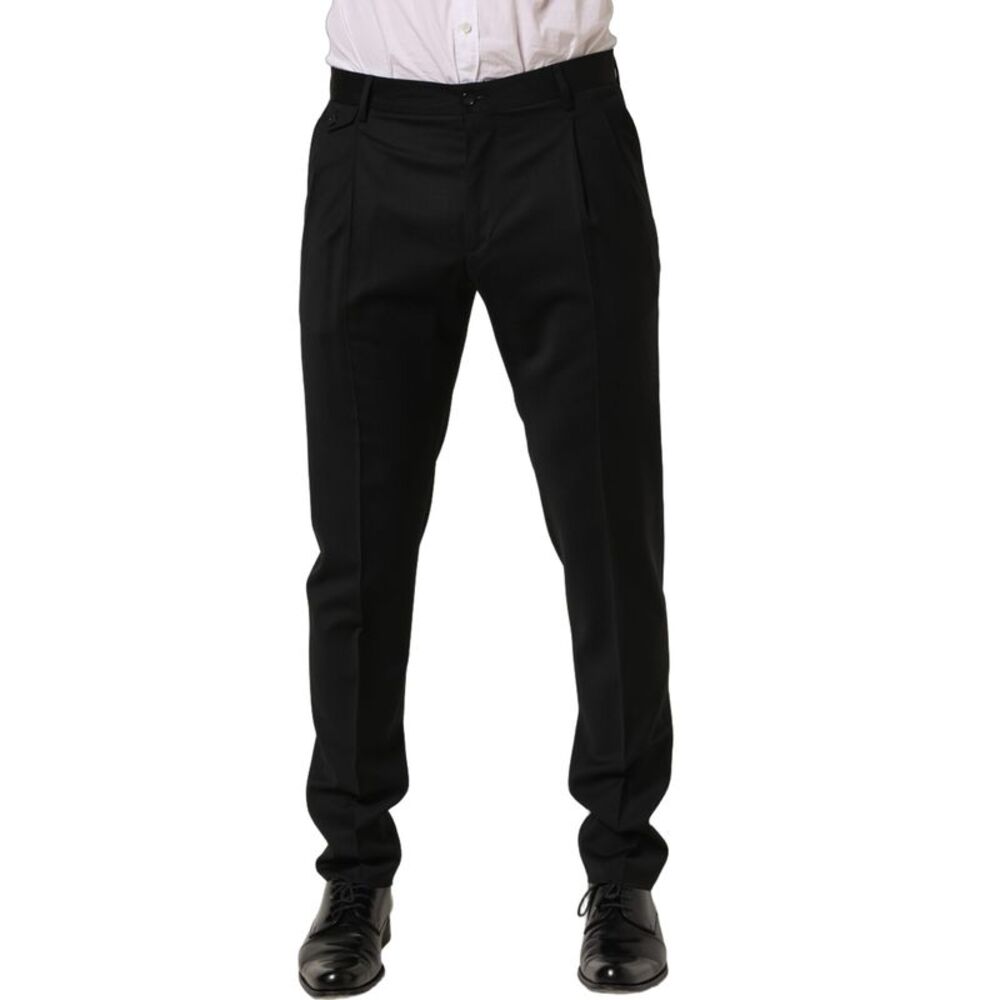 Dolce & Gabbana Black Wool Stretch Formal Dress Men's Trouser